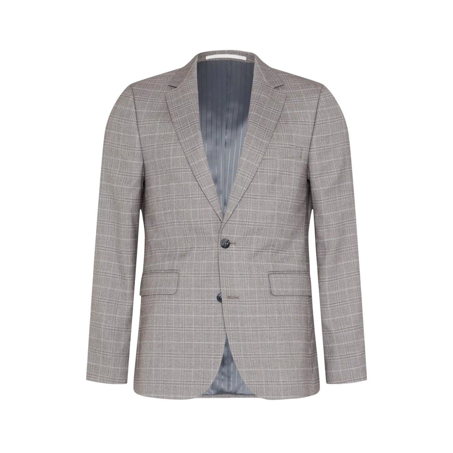 Grey - Front - Burton Mens Checked Skinny Suit Jacket