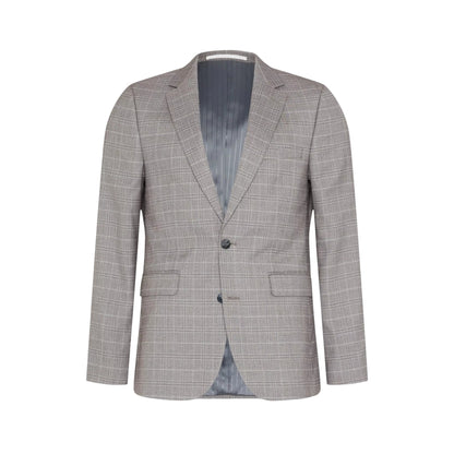 Grey - Front - Burton Mens Checked Skinny Suit Jacket