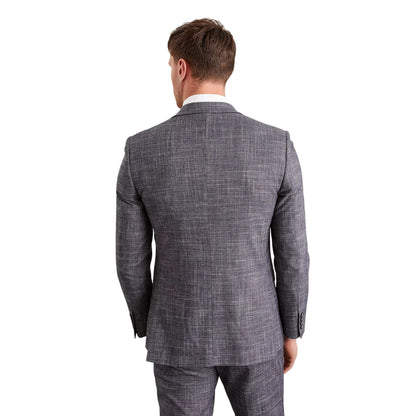 Navy - Back - Burton Mens Prince Of Wales Check Single-Breasted Slim Suit Jacket