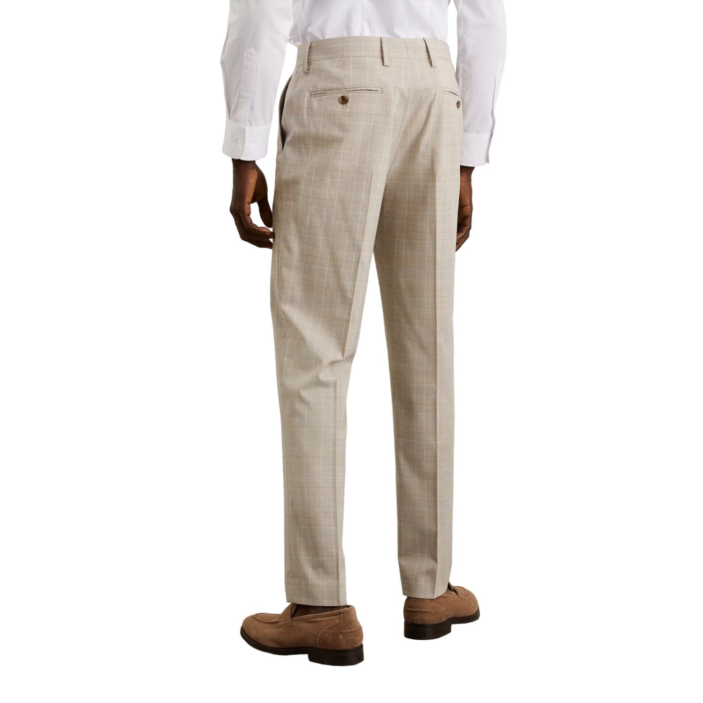 Neutral - Back - Burton Mens Prince Of Wales Check Slim Suit Trousers