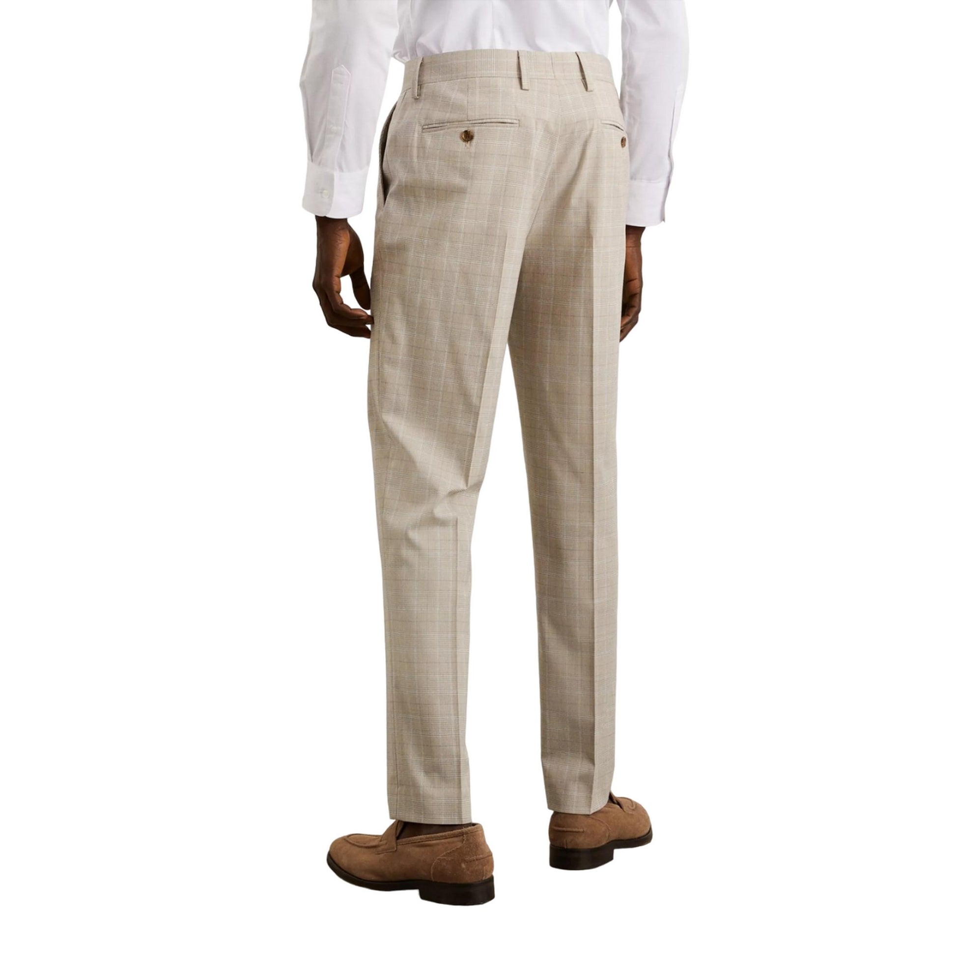 Neutral - Back - Burton Mens Prince Of Wales Check Slim Suit Trousers