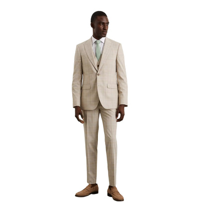 Neutral - Side - Burton Mens Prince Of Wales Check Slim Suit Trousers
