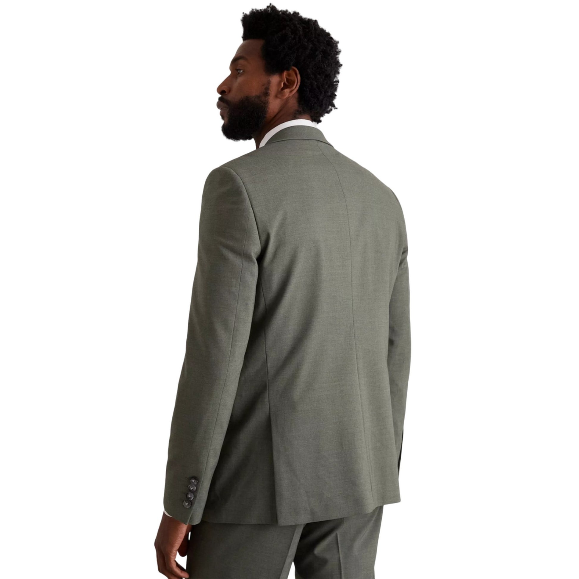 Khaki - Back - Burton Mens Fine Twill Slim Suit Jacket