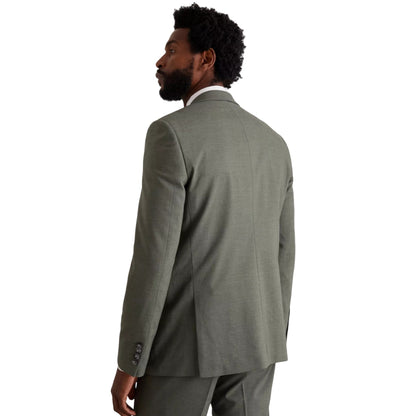 Khaki - Back - Burton Mens Fine Twill Slim Suit Jacket
