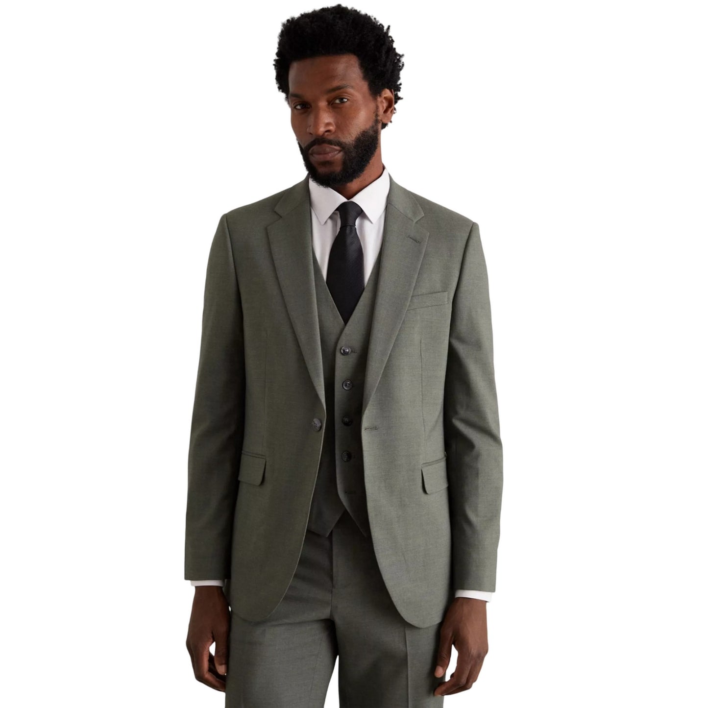 Khaki - Front - Burton Mens Fine Twill Slim Suit Jacket