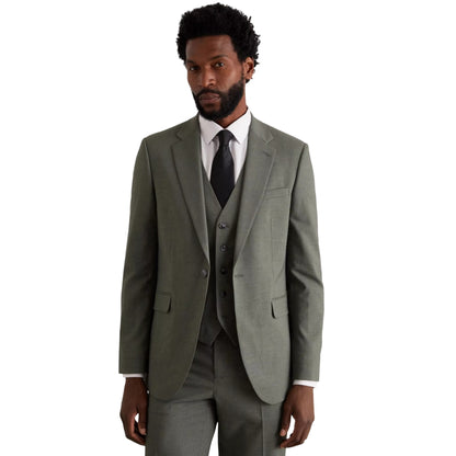Khaki - Front - Burton Mens Fine Twill Slim Suit Jacket