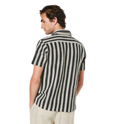 Black - Back - Burton Mens Stripe Knitted Short-Sleeved Shirt