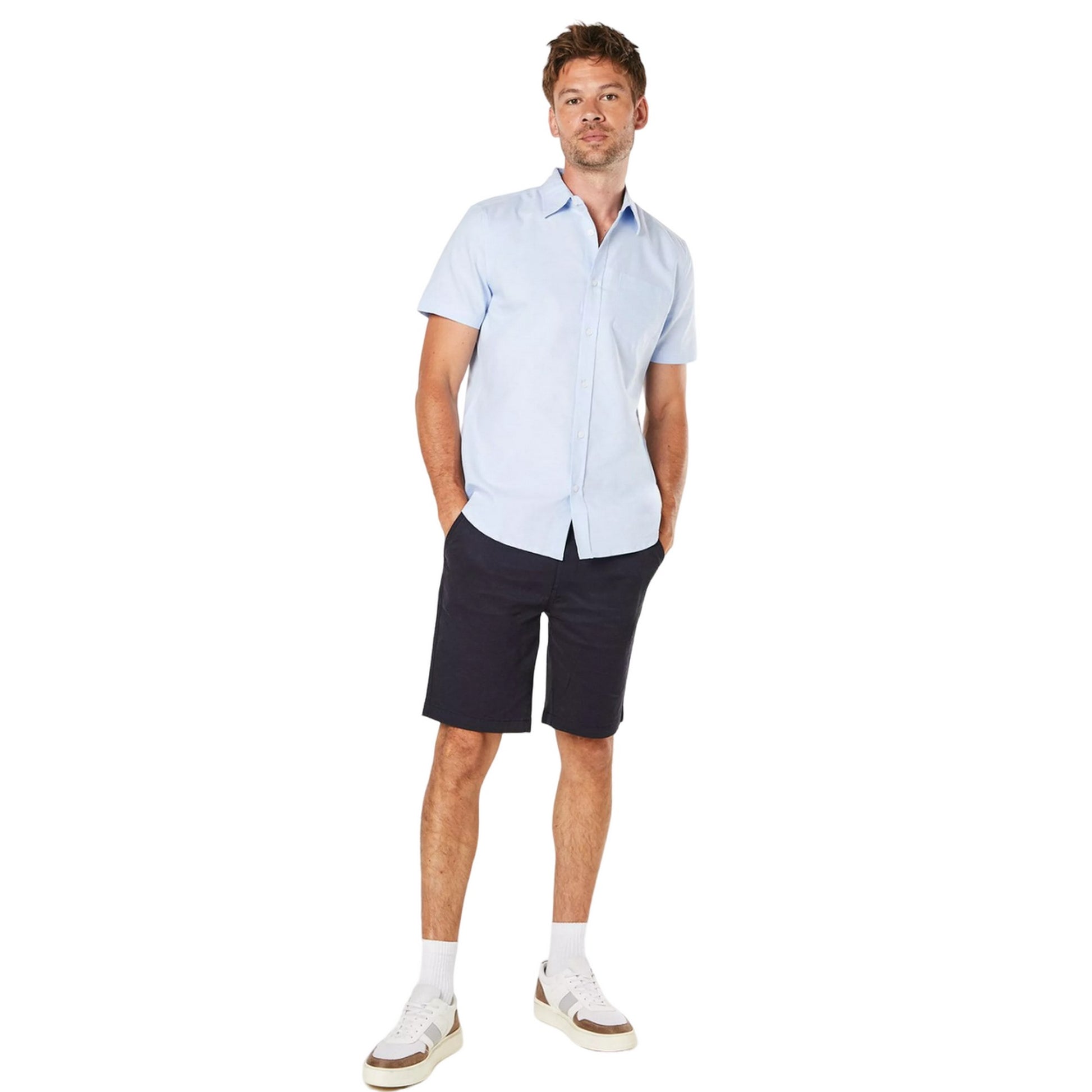 Blue - Side - Burton Mens Oxford Short-Sleeved Shirt
