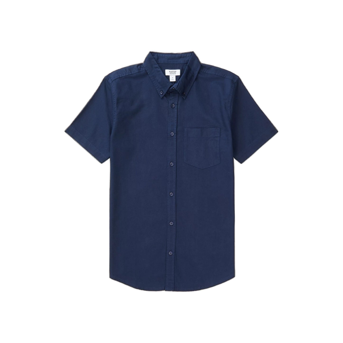 Navy - Front - Burton Mens Oxford Short-Sleeved Shirt