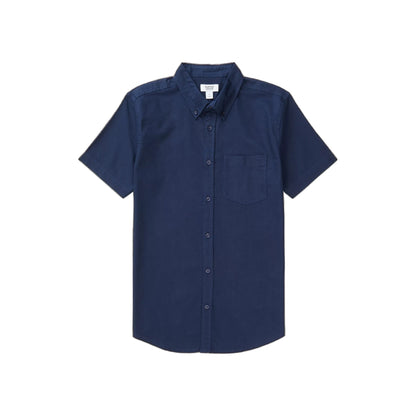 Navy - Front - Burton Mens Oxford Short-Sleeved Shirt