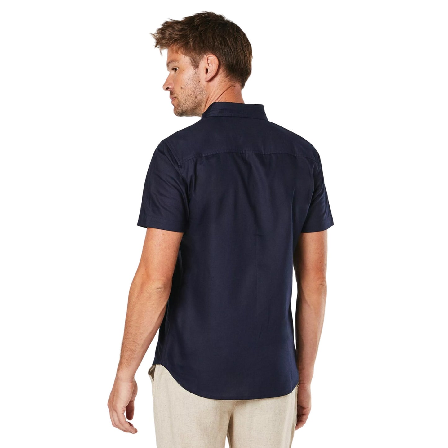 Navy - Back - Burton Mens Oxford Short-Sleeved Shirt