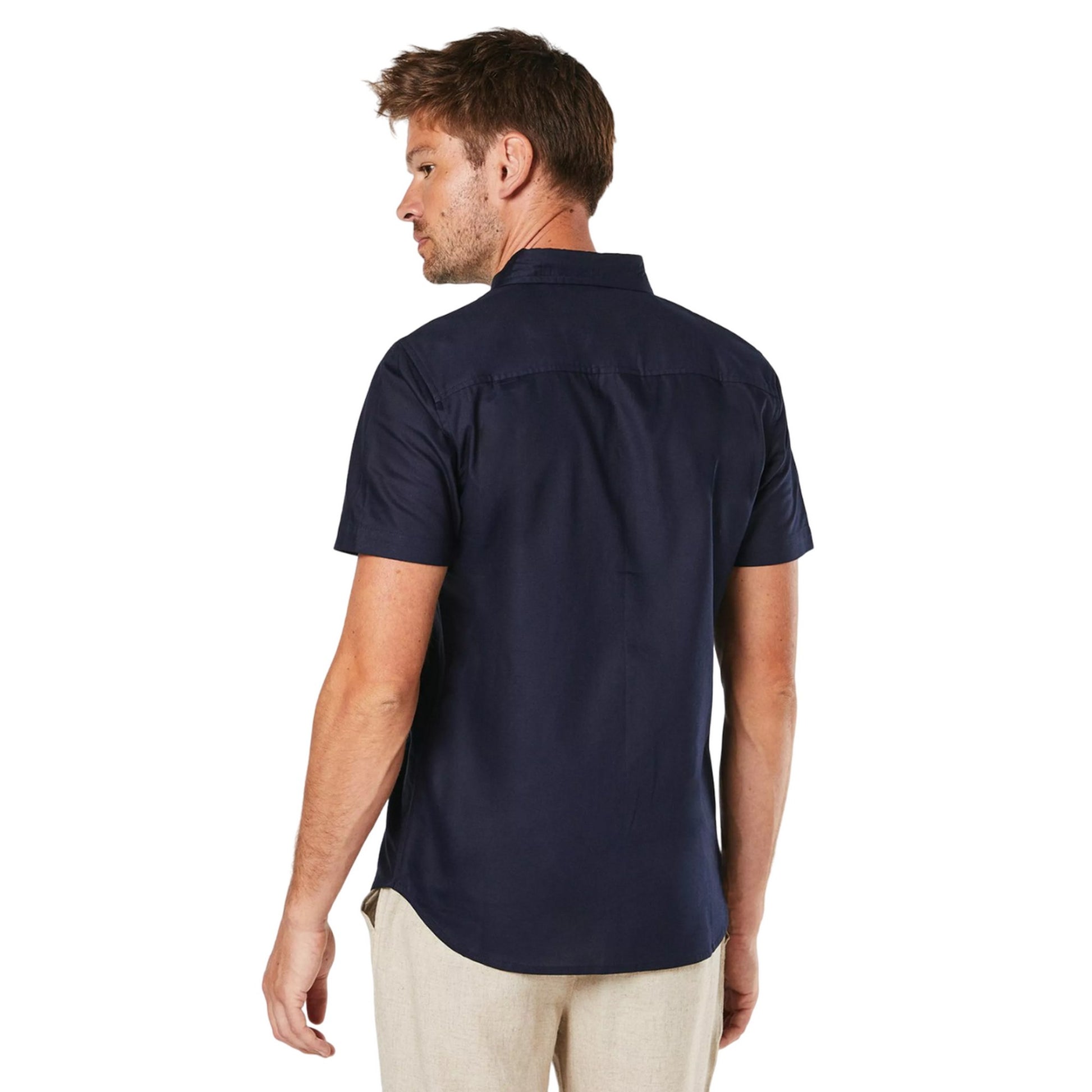 Navy - Back - Burton Mens Oxford Short-Sleeved Shirt