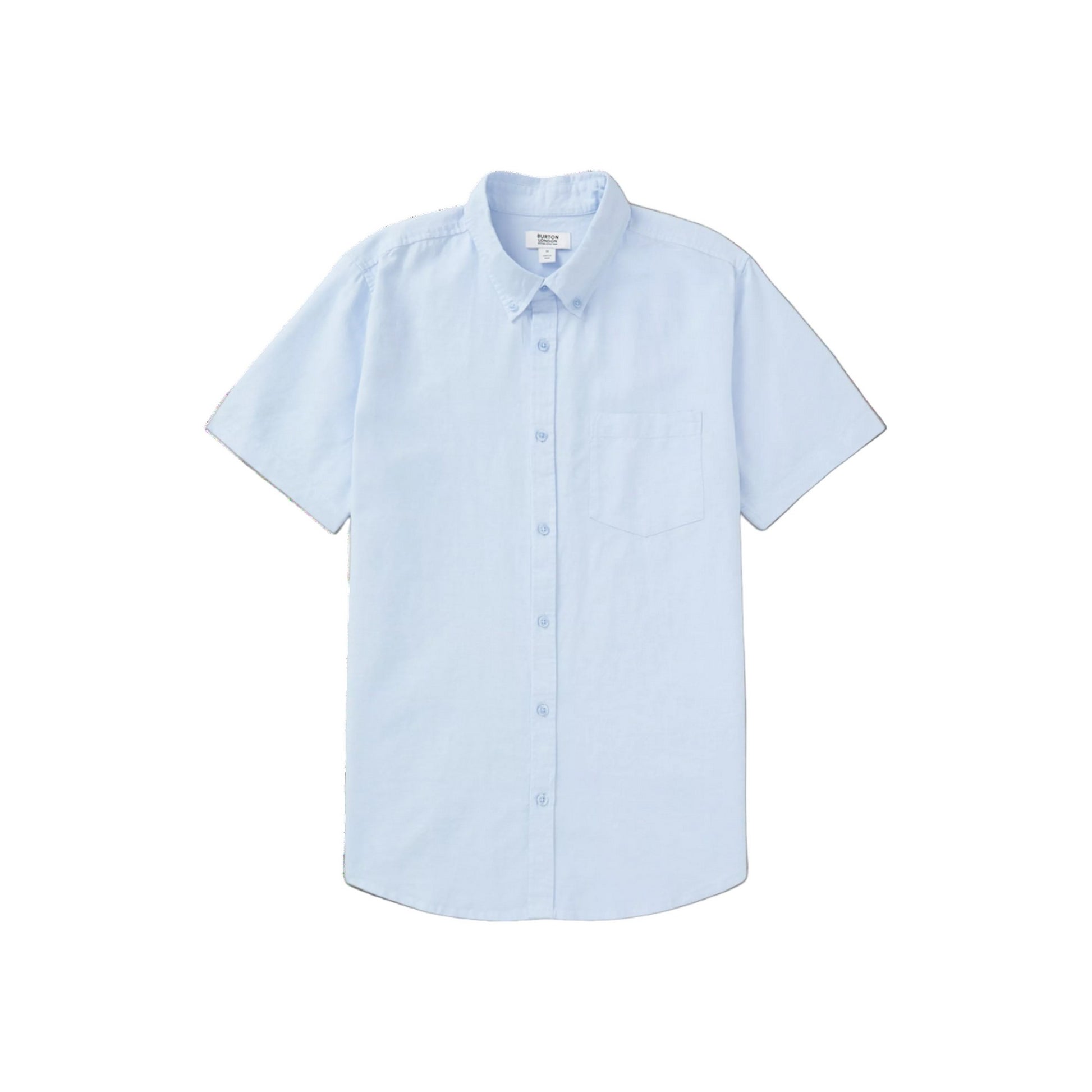 Blue - Front - Burton Mens Oxford Short-Sleeved Shirt