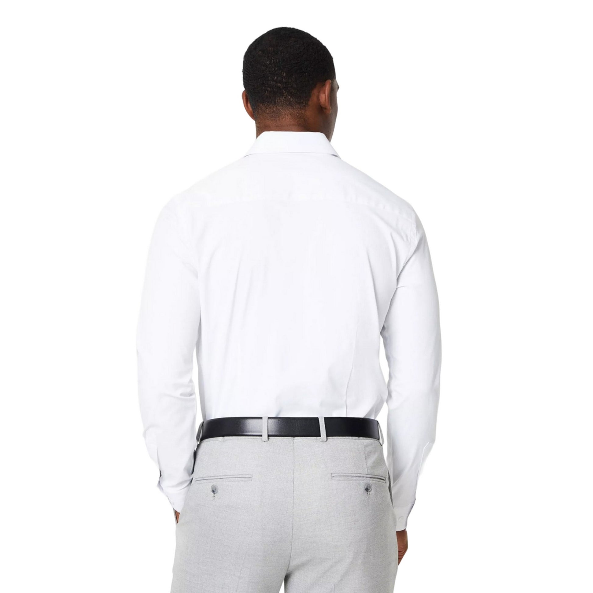 White - Back - Burton Mens Easy-Iron Tailored Long-Sleeved Shirt