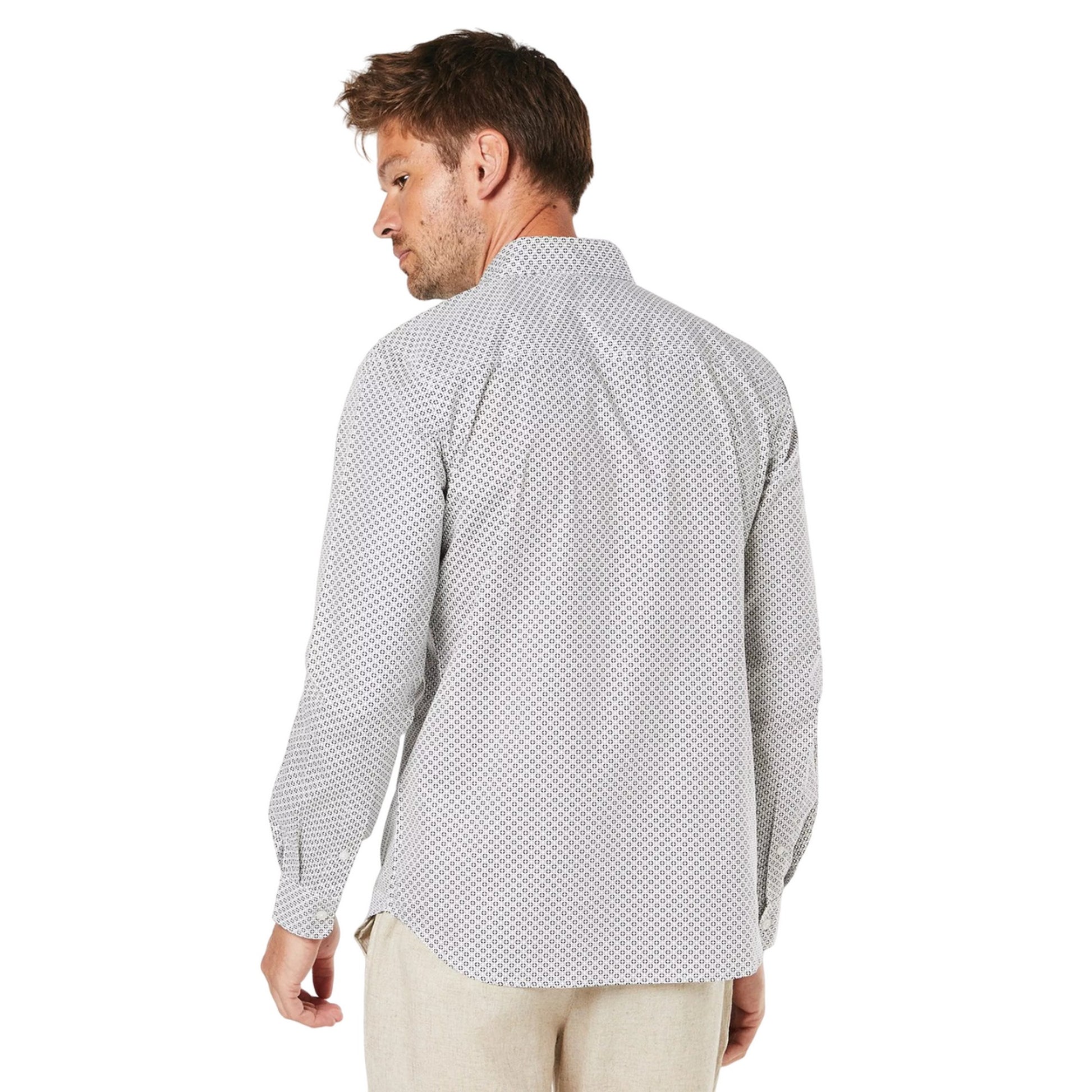 White - Back - Burton Mens Decire Geometric Long-Sleeved Shirt