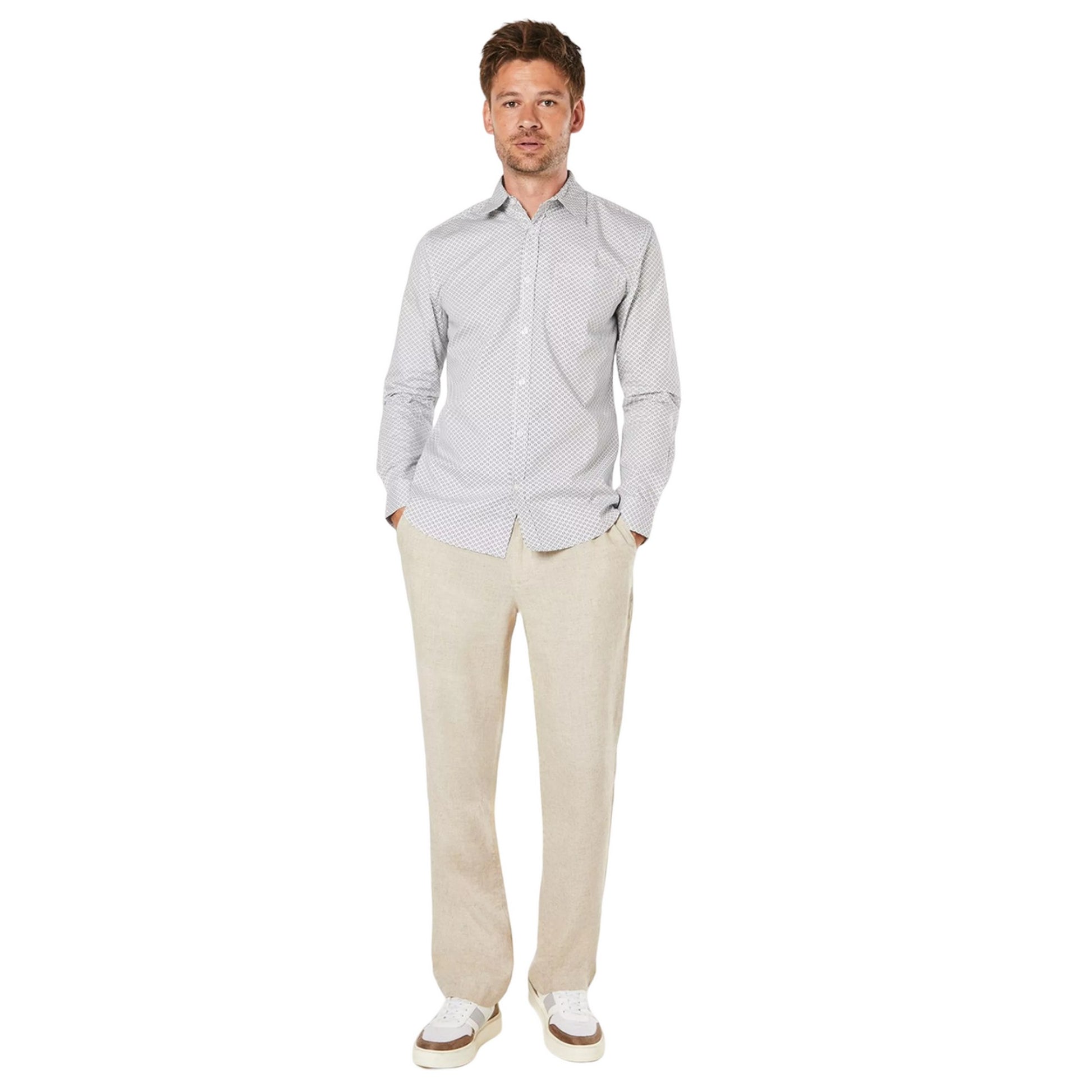 White - Side - Burton Mens Decire Geometric Long-Sleeved Shirt