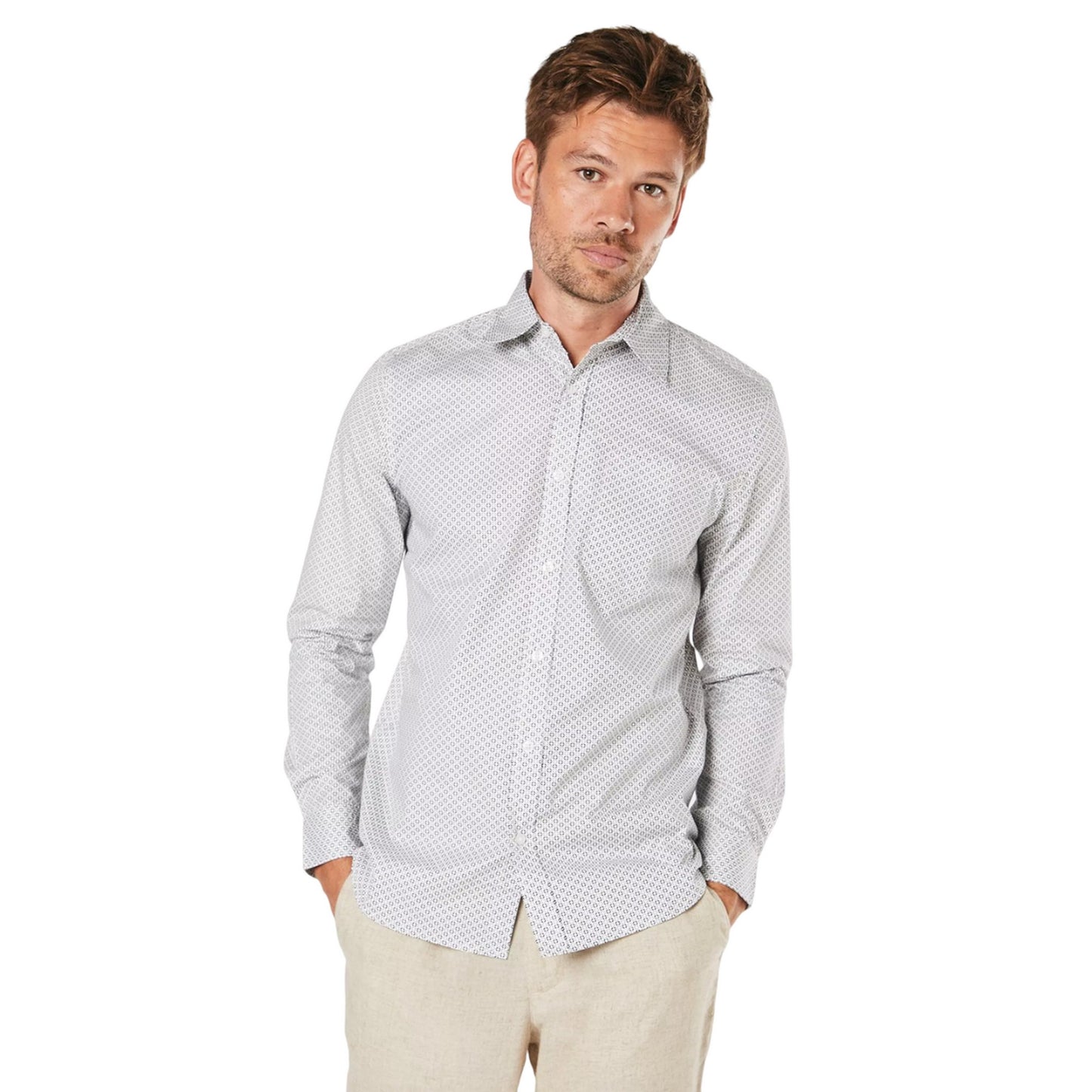 White - Front - Burton Mens Decire Geometric Long-Sleeved Shirt