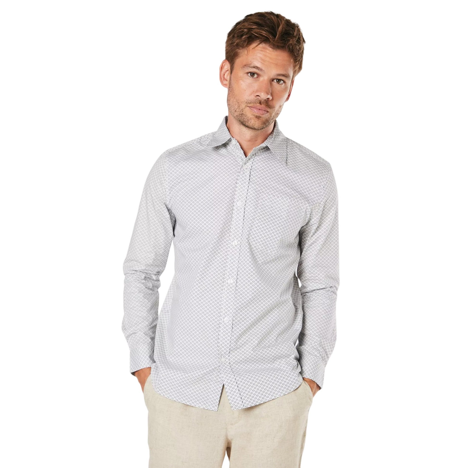 White - Front - Burton Mens Decire Geometric Long-Sleeved Shirt
