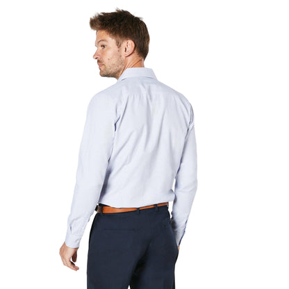 Blue - Back - Burton Mens Textured Tailored Shirt