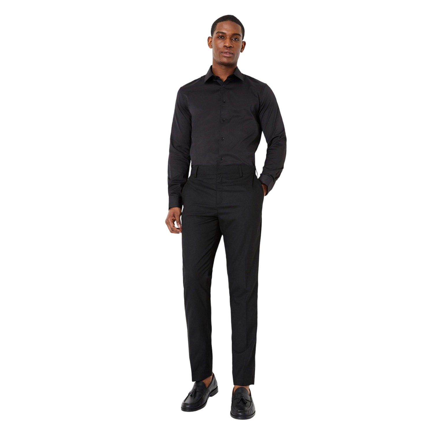 Black - Side - Burton Mens Smart Slim Trousers