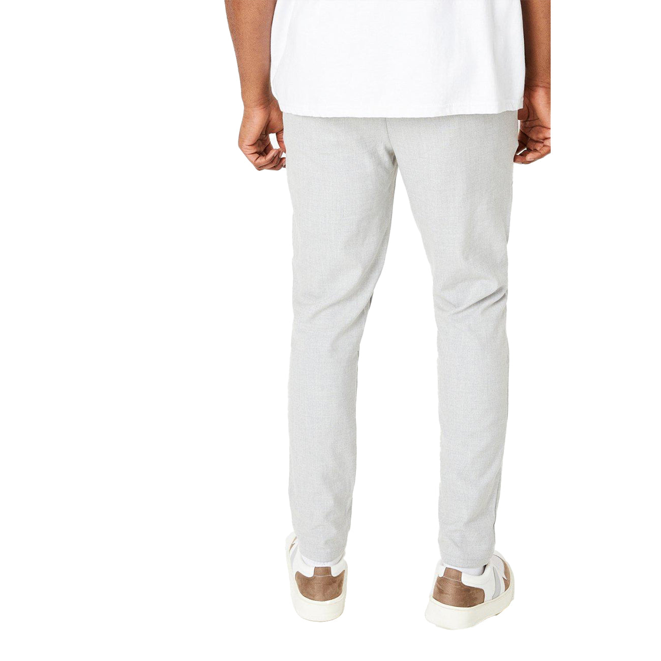 Light Grey - Back - Burton Mens Tapered Slim Trousers
