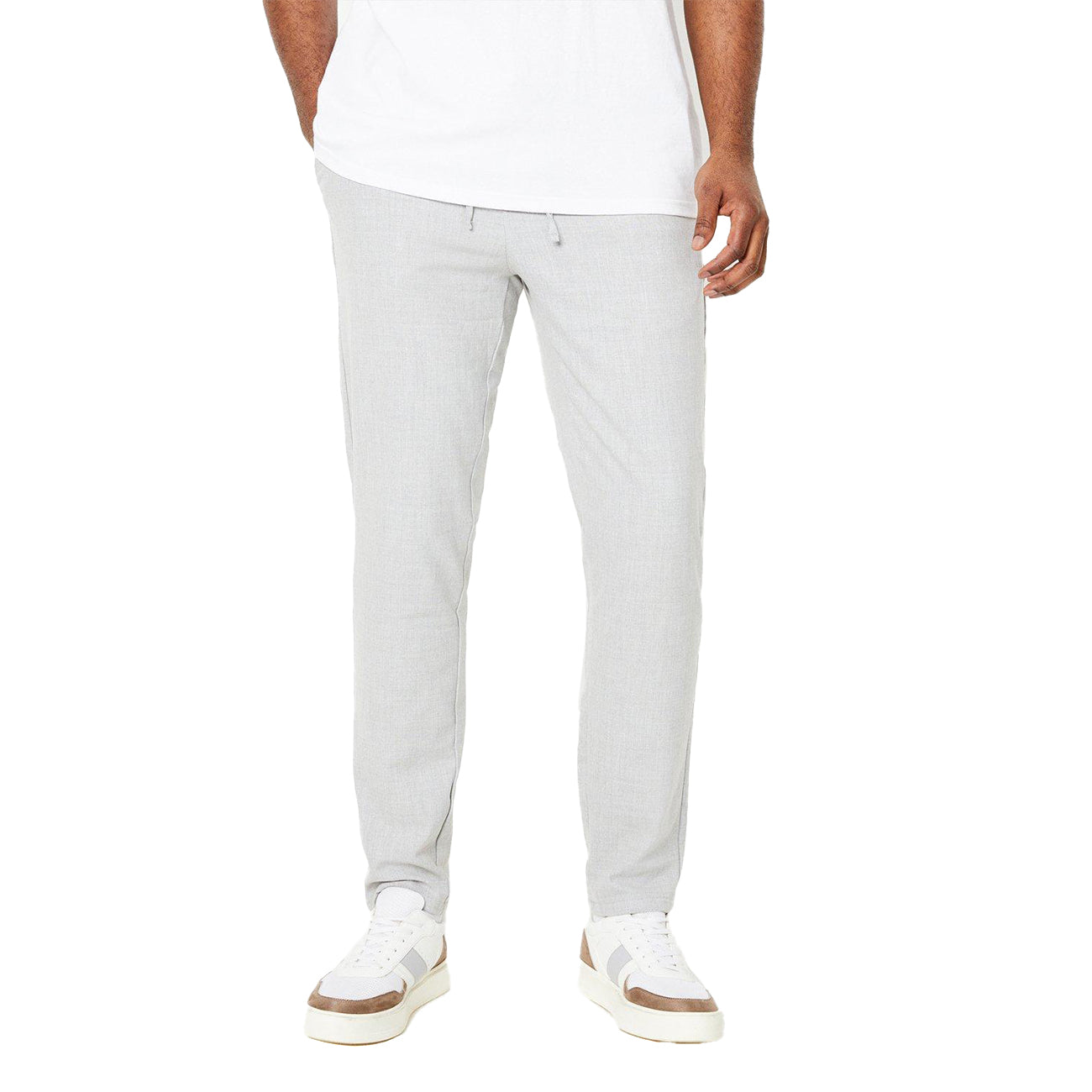 Light Grey - Front - Burton Mens Tapered Slim Trousers