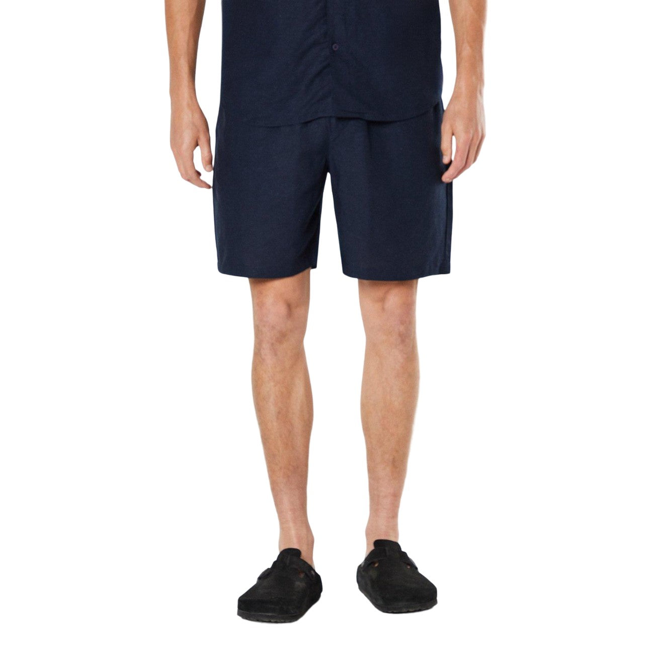 Navy - Front - Burton Mens Linen Blend Tennis Shorts