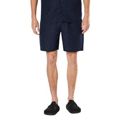 Navy - Front - Burton Mens Linen Blend Tennis Shorts