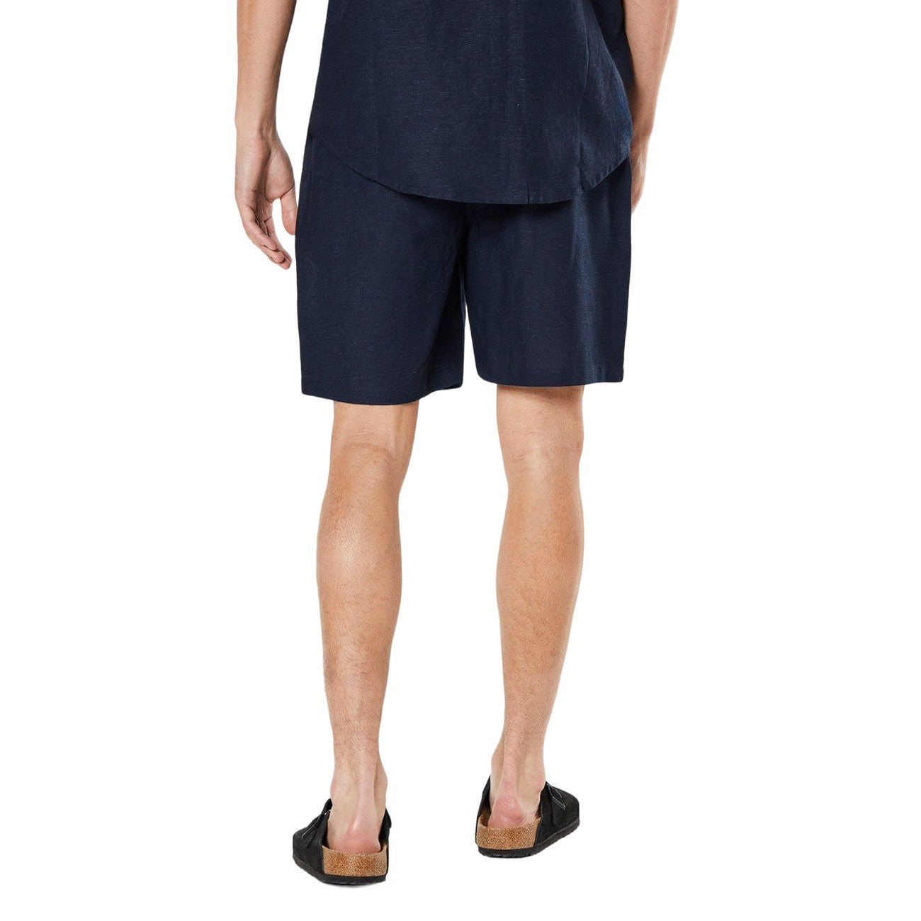 Navy - Back - Burton Mens Linen Blend Tennis Shorts