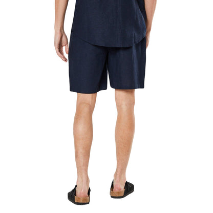 Navy - Back - Burton Mens Linen Blend Tennis Shorts