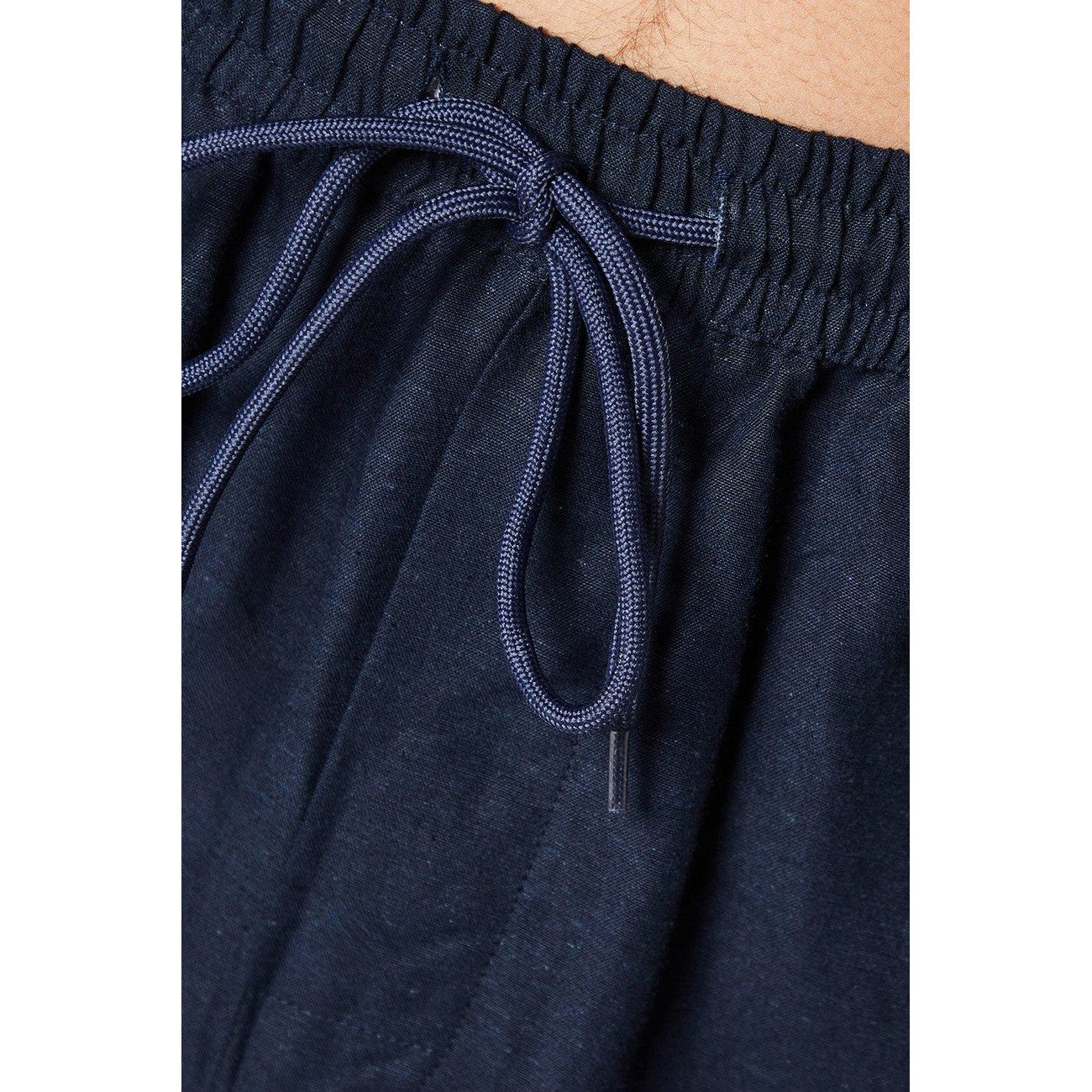 Navy - Side - Burton Mens Linen Blend Tennis Shorts