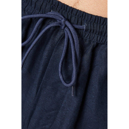 Navy - Side - Burton Mens Linen Blend Tennis Shorts