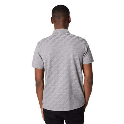 Grey - Back - Burton Mens Jacquard Quarter Zip Polo Shirt