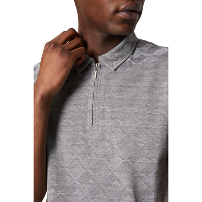 Grey - Side - Burton Mens Jacquard Quarter Zip Polo Shirt