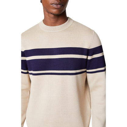 Stone - Side - Burton Mens Placement Stripe Jacquard Crew Neck Sweatshirt