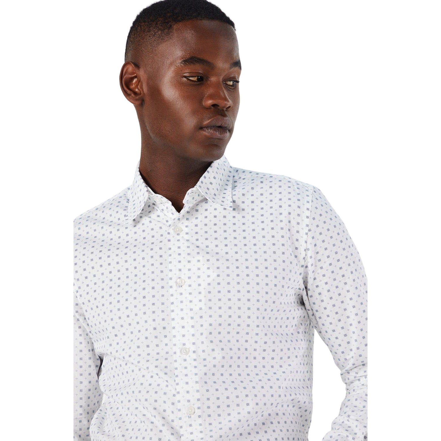 White - Side - Burton Mens Morse Print Long-Sleeved Shirt