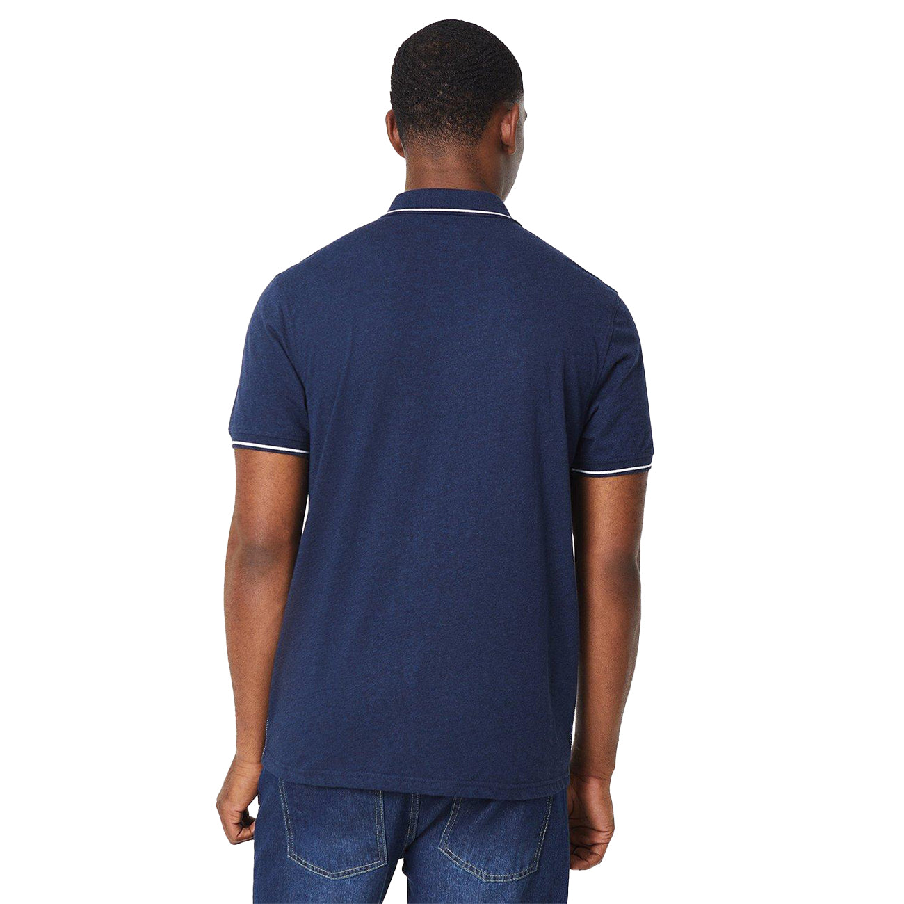 Blue - Back - Burton Mens Tipped Contrast Sleeves Polo Shirt