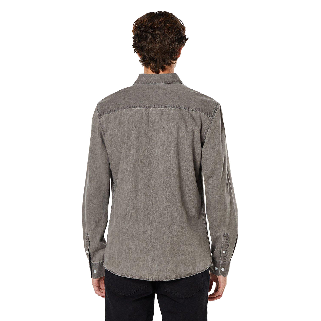 Light Grey - Back - Burton Mens Denim Long-Sleeved Shirt