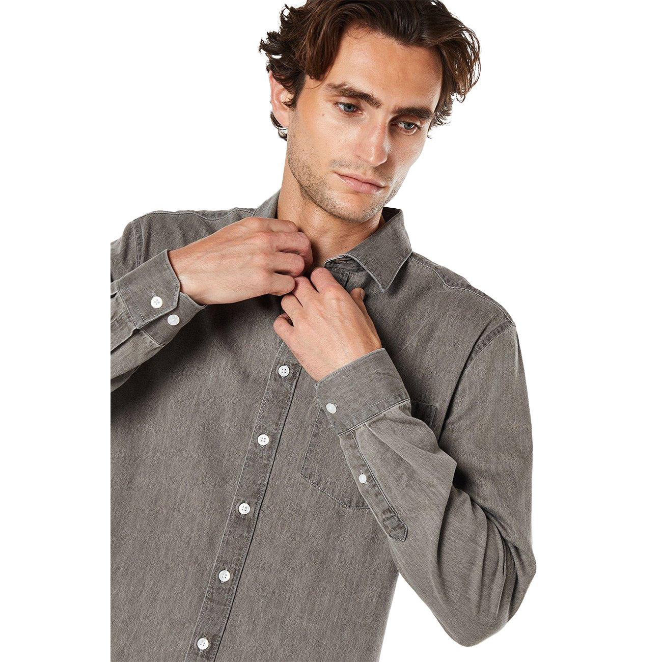 Light Grey - Side - Burton Mens Denim Long-Sleeved Shirt