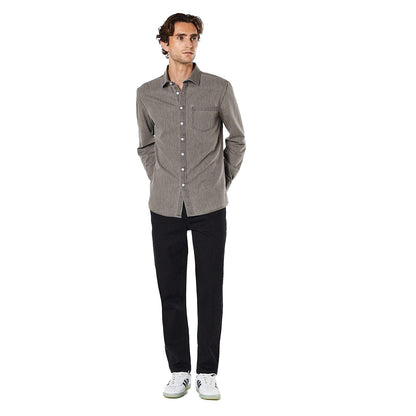 Light Grey - Pack Shot - Burton Mens Denim Long-Sleeved Shirt