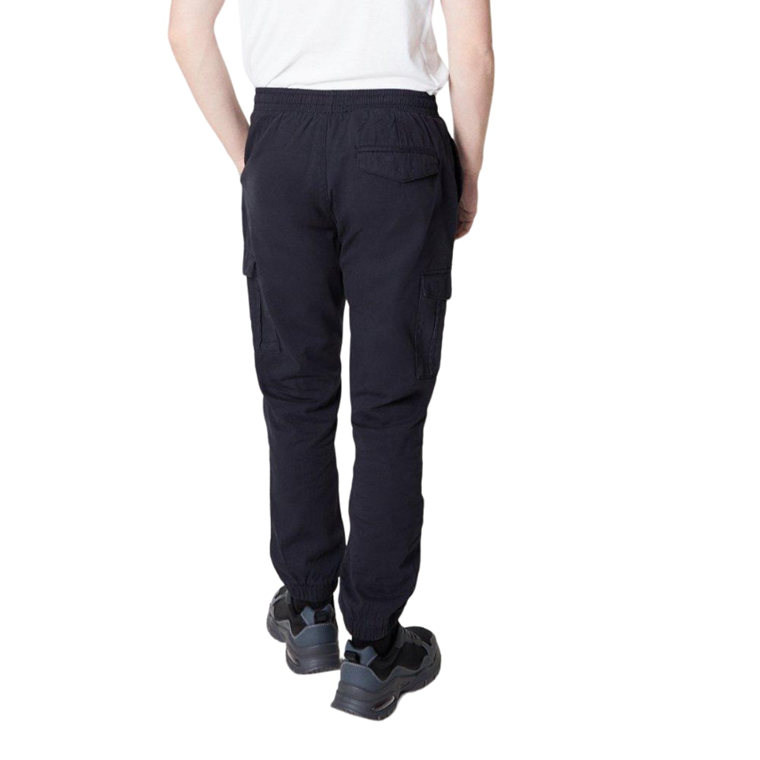 Navy - Back - Burton Mens Elasticated Cargo Trousers