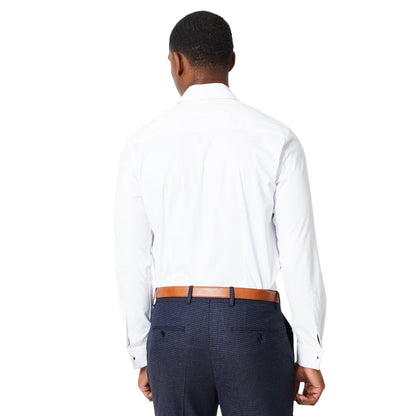 White - Back - Burton Mens Double Cuff Tailored Formal Shirt