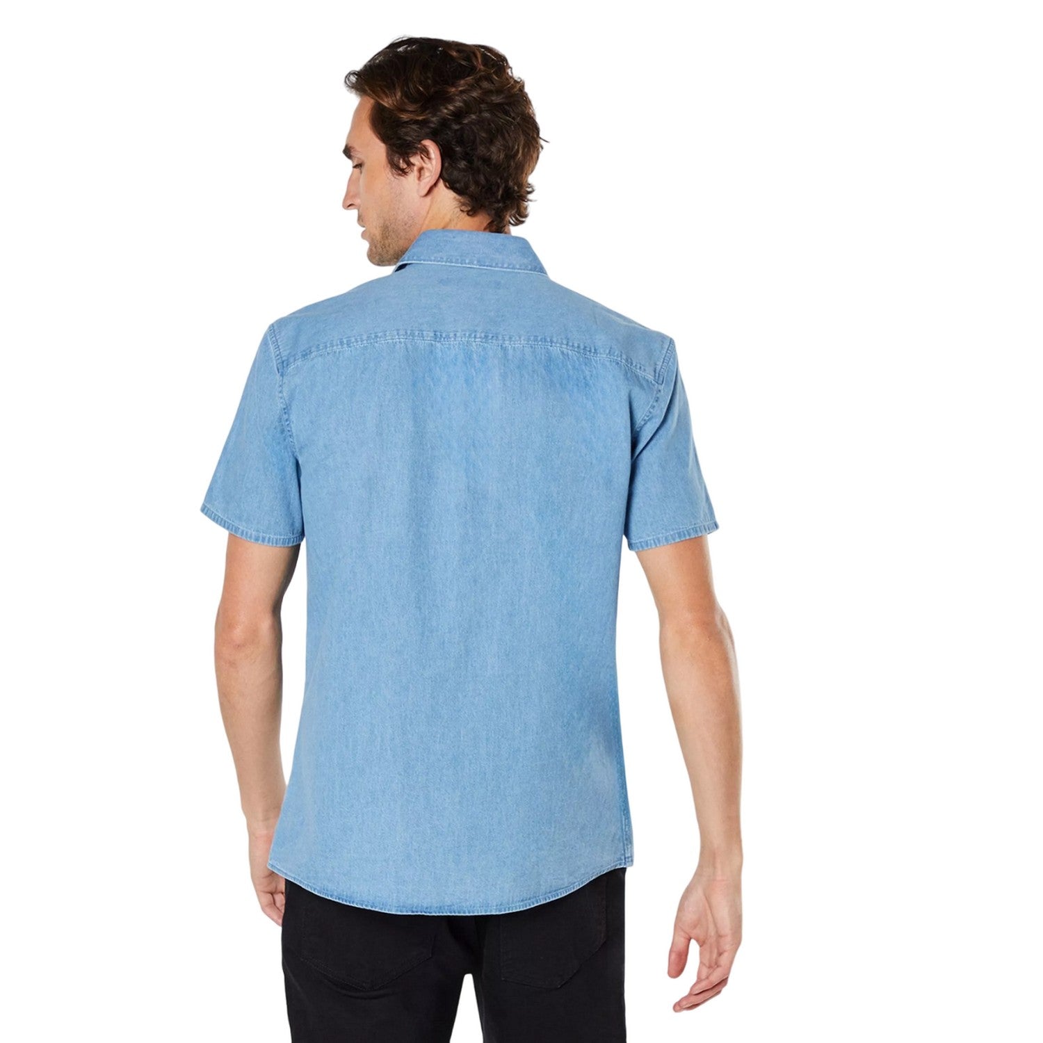 Light Blue - Back - Burton Mens Denim Short-Sleeved Shirt