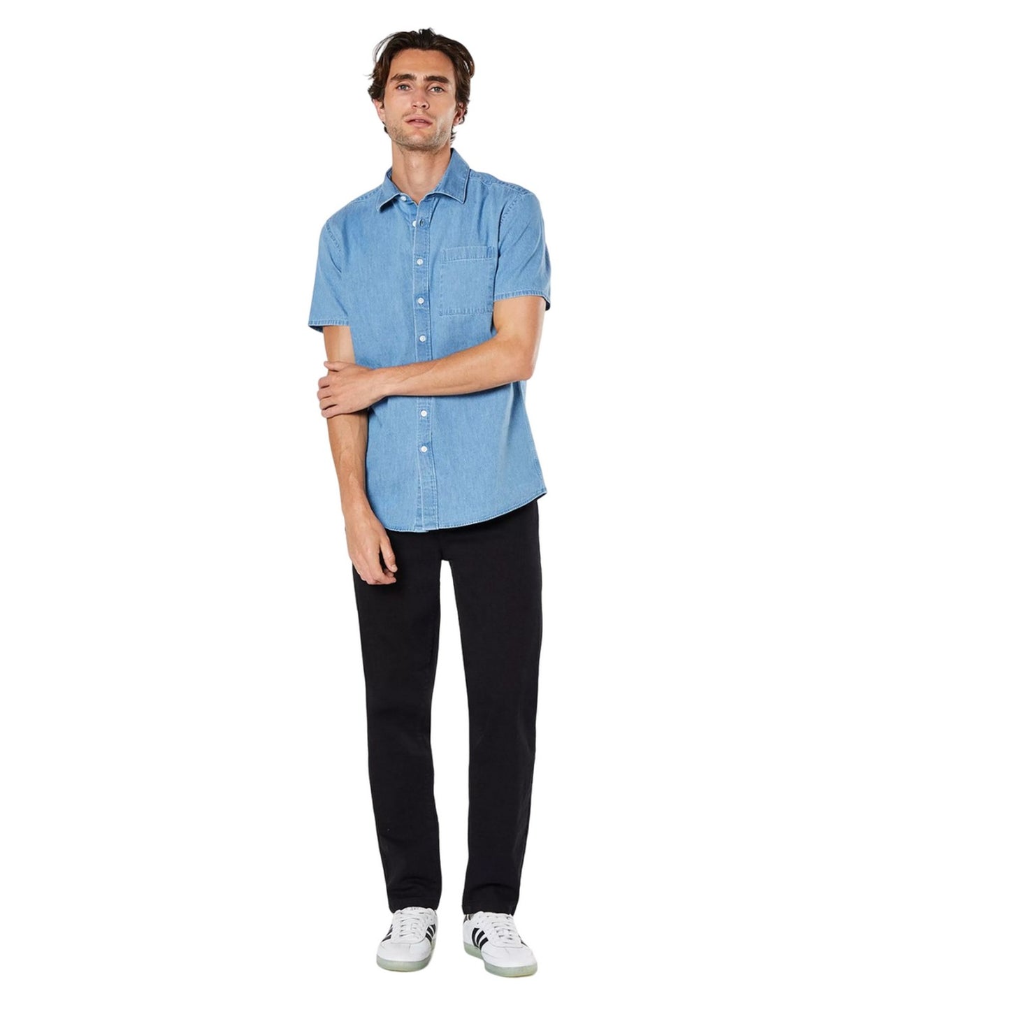 Light Blue - Side - Burton Mens Denim Short-Sleeved Shirt