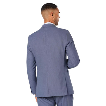 Navy - Back - Burton Mens Birdseye Tailored Suit Jacket