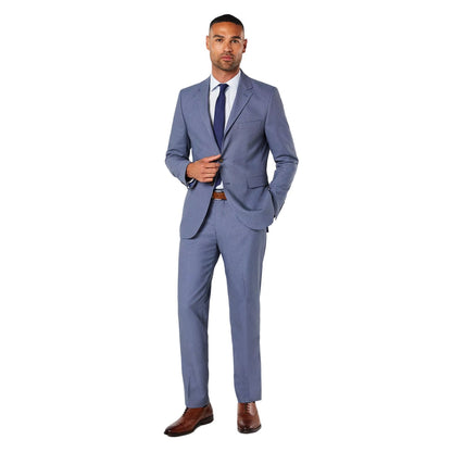Navy - Side - Burton Mens Birdseye Tailored Suit Jacket