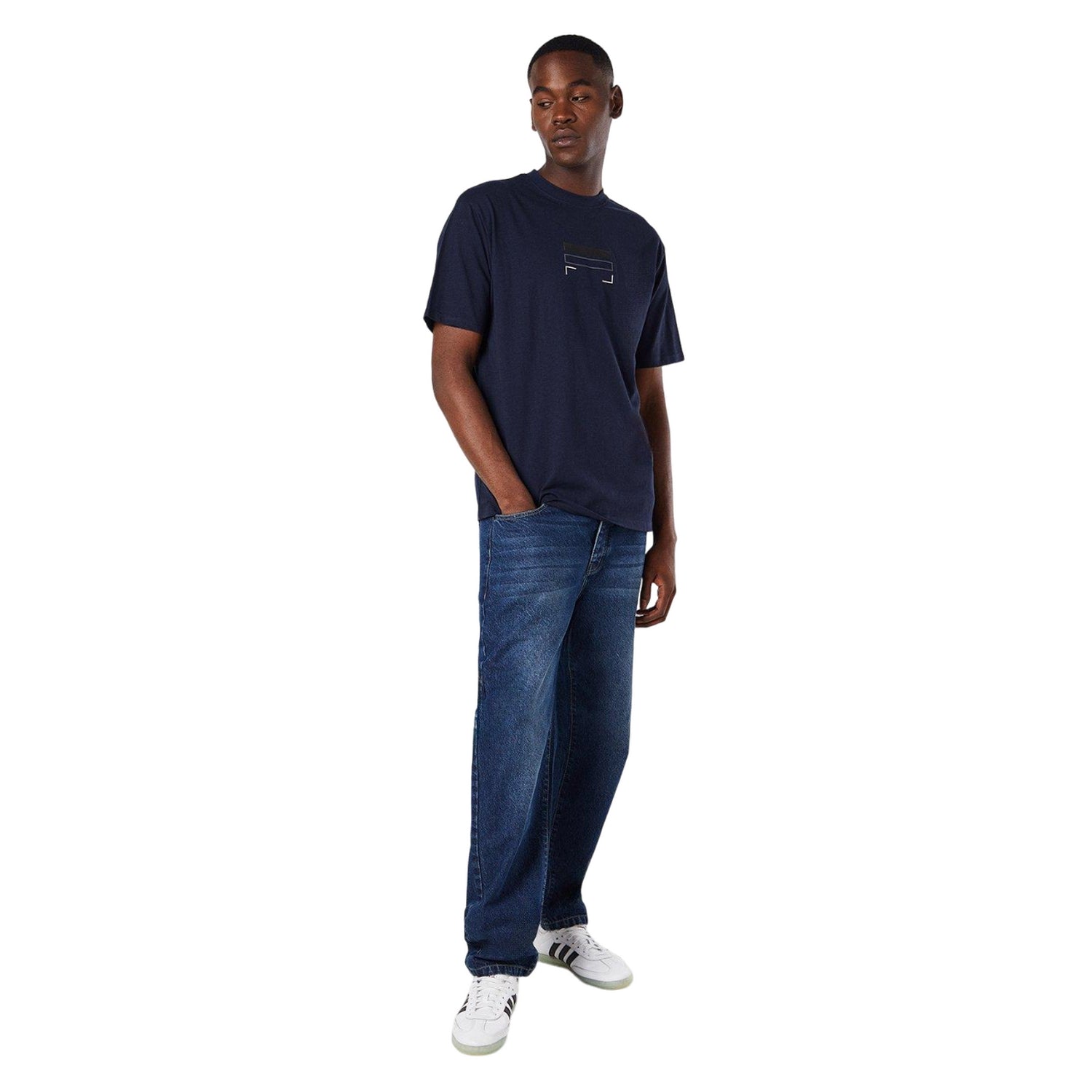 Navy - Side - Burton Mens Placement Cotton T-Shirt