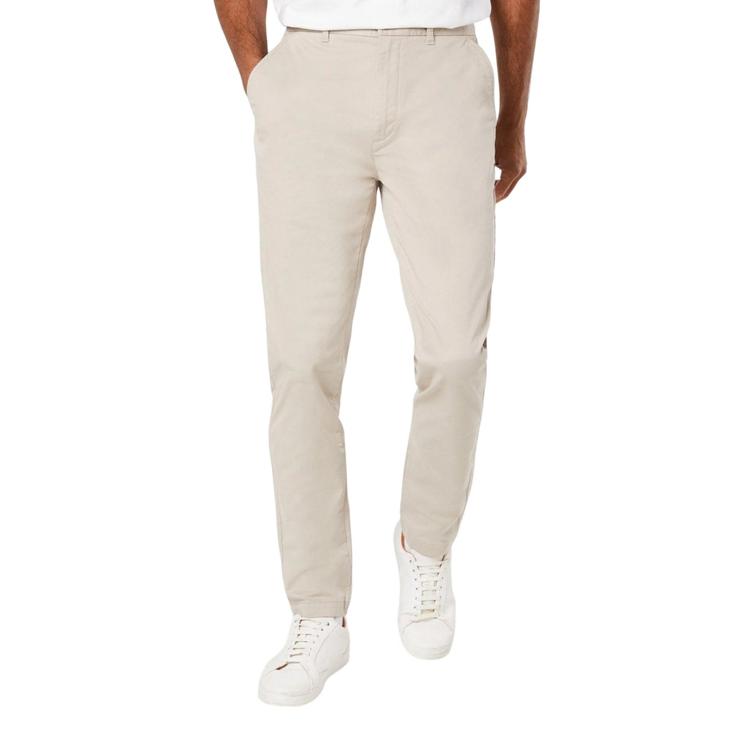 Natural - Front - Burton Mens Chino Slim Trousers