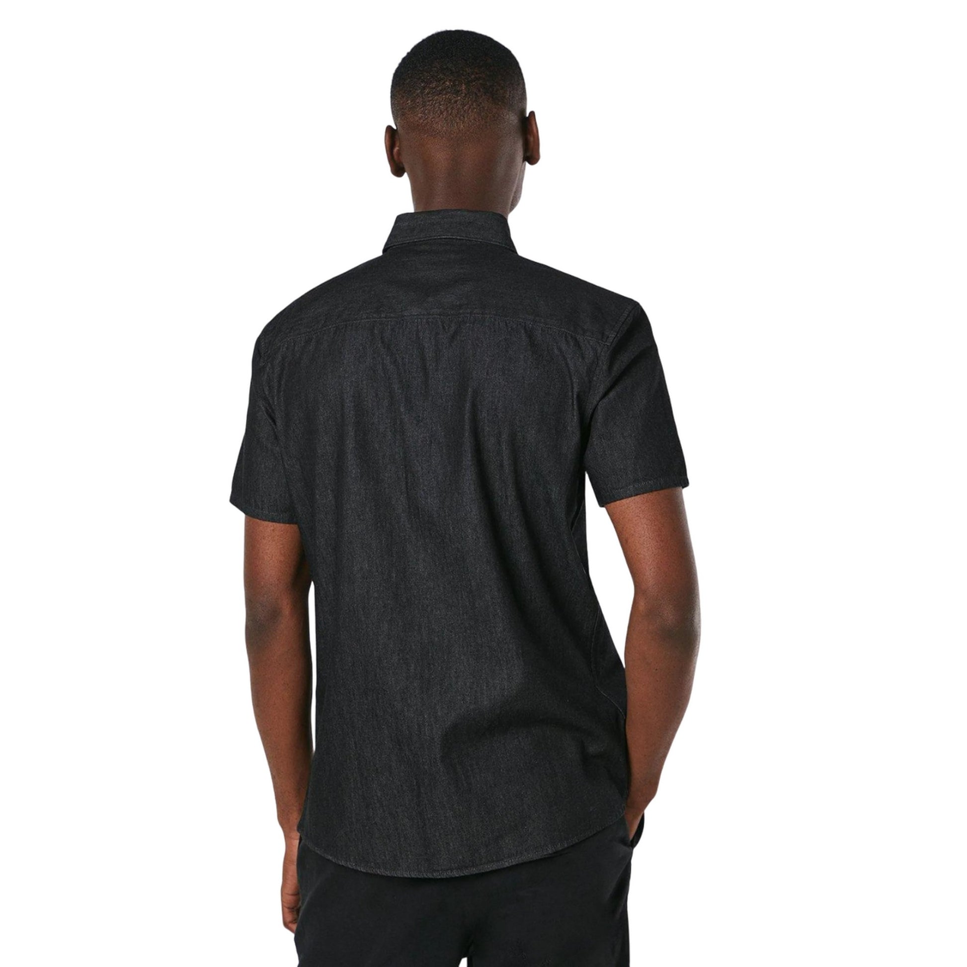Black - Back - Burton Mens Denim Short-Sleeved Shirt