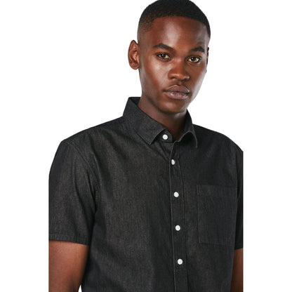 Black - Side - Burton Mens Denim Short-Sleeved Shirt